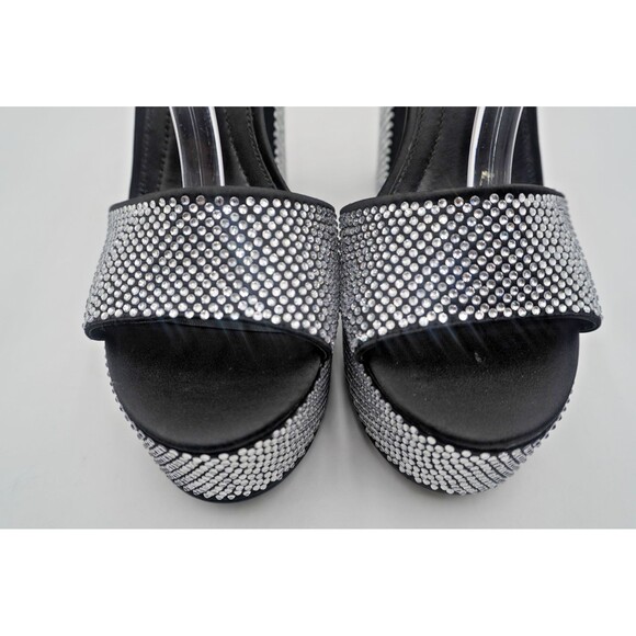 Steve Madden Glam Rhinestone Ankle Strap Crystal Platform Block Heel Sandal 9M - Picture 11 of 15